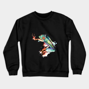 Green frog painted with watercolor Crewneck Sweatshirt